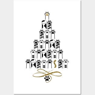 Cat Paw Christmas Trees Posters and Art